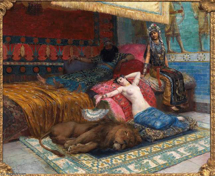 Buy Museum Art Reproductions L-esclave et le lion by Georges Antoine Rochegrosse (1859-1938, France) | ArtsDot.com