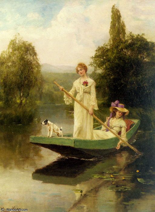 Order Paintings Reproductions Two ladies punting on the river by Henry John Yeend King (1855-1924, United Kingdom) | ArtsDot.com