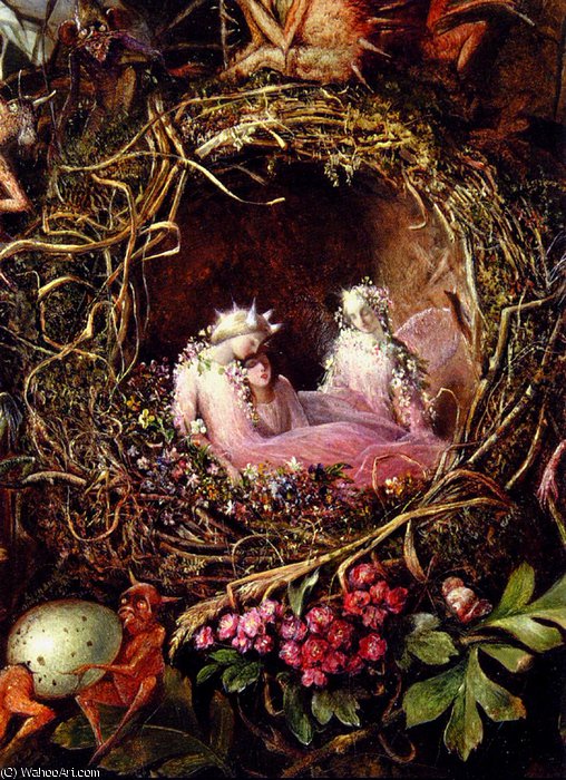 Buy Museum Art Reproductions Fairies In A Birds Nest detail by John Anster Christian Fitzgerald (1819-1906) | ArtsDot.com