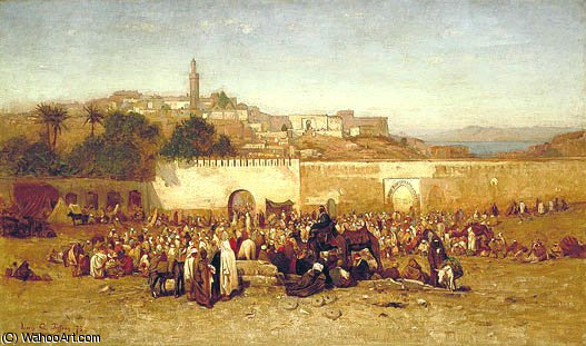 Order Oil Painting Replica Market Day Outside the Walls of Tangier by Louis Comfort Tiffany (1848-1933, United States) | ArtsDot.com