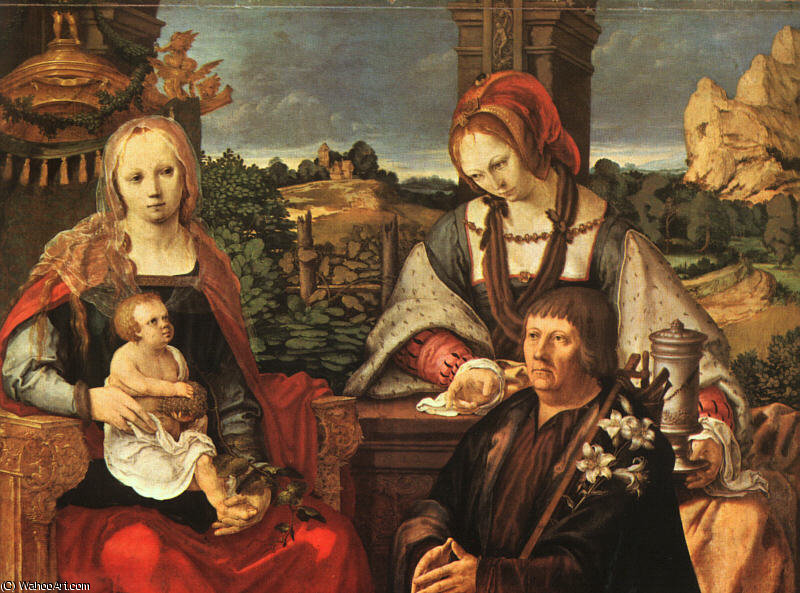 Order Art Reproductions Madonna and Child with Mary Magdalene and a Donor by Lucas Van Leyden (1494-1533, Netherlands) | ArtsDot.com