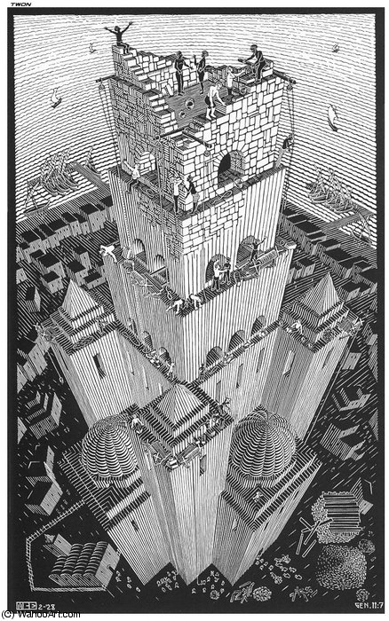 Buy Museum Art Reproductions of Babel by Maurits Cornelis Escher (Inspired By) (1898-1972, Netherlands) | ArtsDot.com