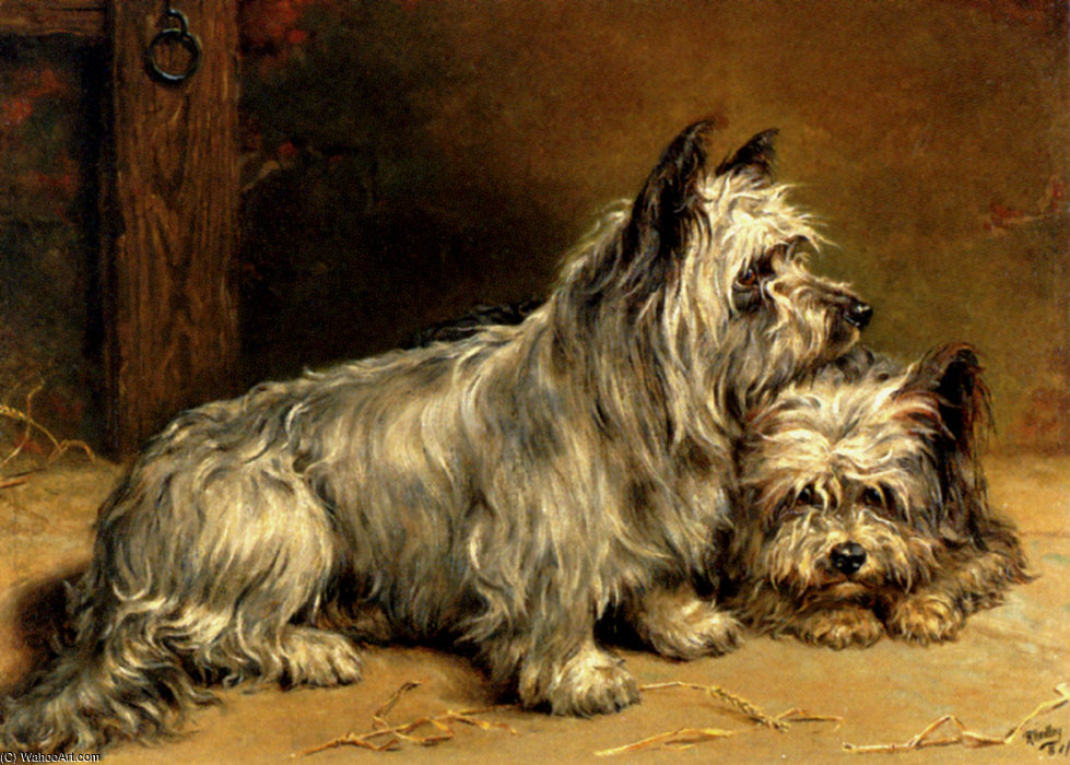Buy Museum Art Reproductions Two terriers by Ralph Hedley (1848-1913, United Kingdom) | ArtsDot.com