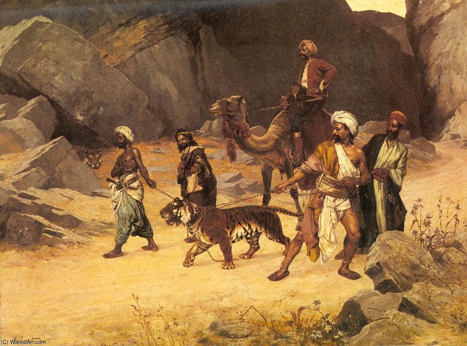 Order Paintings Reproductions the tiger hunt by Rudolph Ernst (1854-1932, Austria) | ArtsDot.com