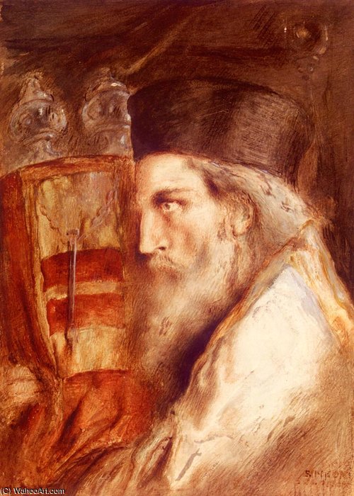 Order Oil Painting Replica A rabbi holding the torah by Simeon Solomon (1840-1905, United Kingdom) | ArtsDot.com