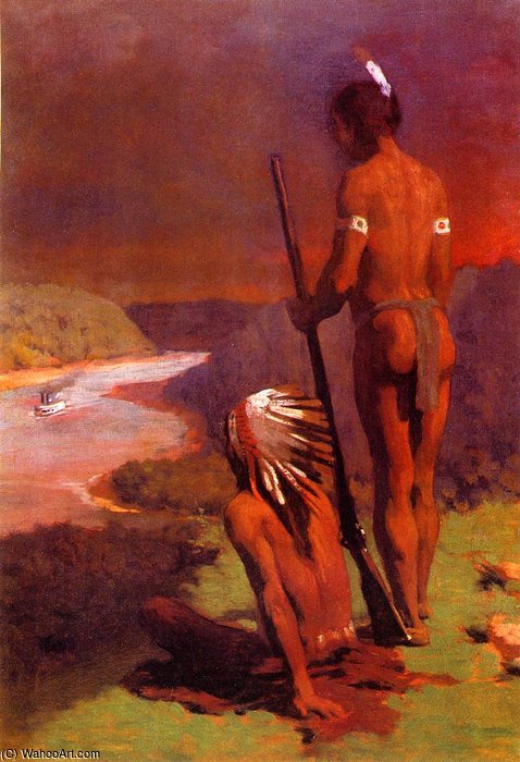 Order Paintings Reproductions Indians on the Ohio by Thomas Pollock Anshutz (1851-1912, United States) | ArtsDot.com