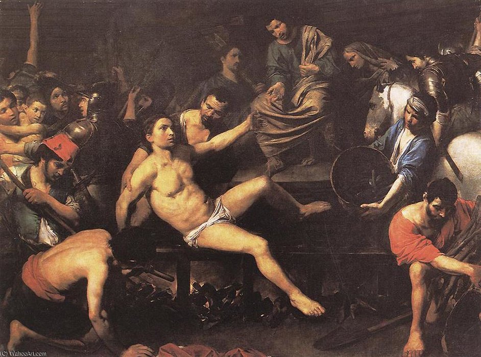 Buy Museum Art Reproductions Martyyrdom of st lawrence by Valentin De Boulogne (1591-1632, France) | ArtsDot.com