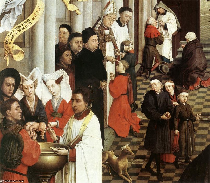 Order Paintings Reproductions Seven Sacraments (left wing) detail by Goswijn Van Der Weyden (1465-1538, Belgium) | ArtsDot.com