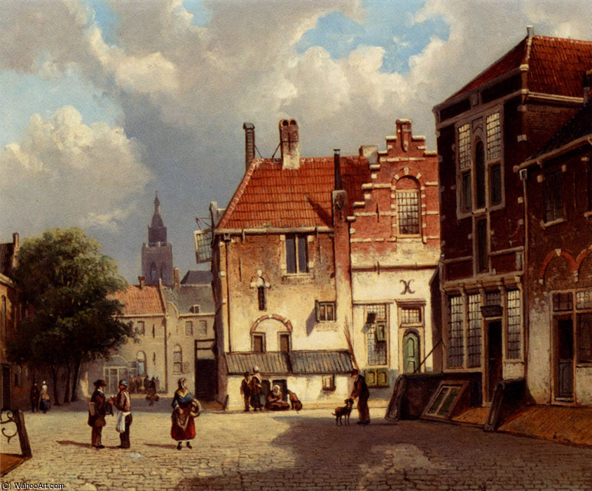 Order Paintings Reproductions Town square by Willem Koekkoek (1839-1895, Netherlands) | ArtsDot.com