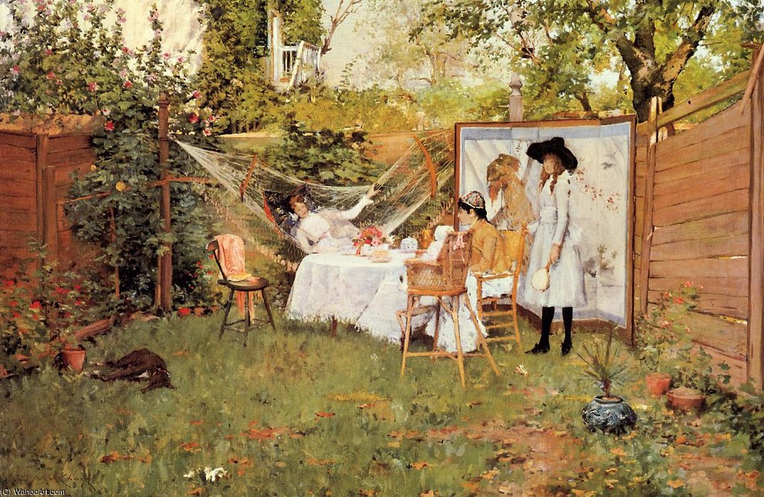 Buy Museum Art Reproductions The Open Air Breakfast aka The Backyard Breakfast Out of Doors by William Merritt Chase (1849-1916, United States) | ArtsDot.com