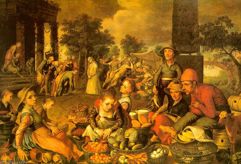 Buy Museum Art Reproductions Market Scene with Christ and the Adulteress by Pieter Aertsen (1508-1575, Netherlands) | ArtsDot.com