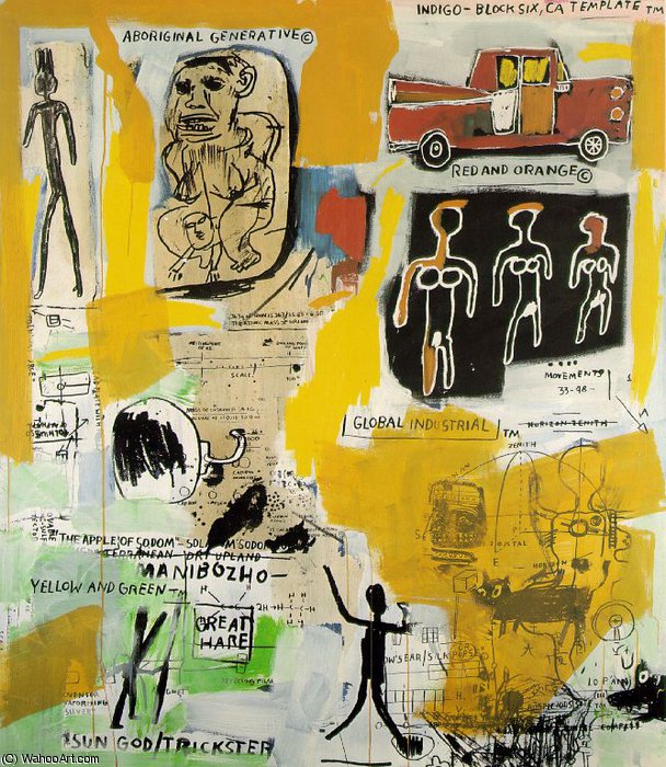 Order Oil Painting Replica Aboriginal, Estate of Jean -, 1984 by Jean Michel Basquiat (Inspired By) (1960-1988, United States) | ArtsDot.com