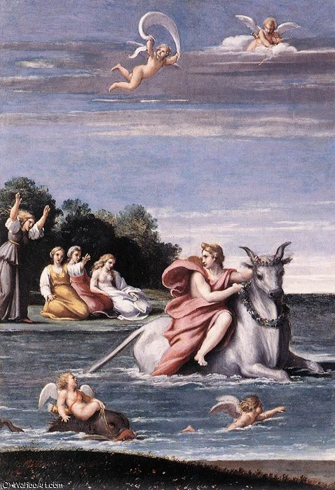 Order Oil Painting Replica Antonio The Rape of Europa by Lodovico Carracci (1555-1619, Italy) | ArtsDot.com