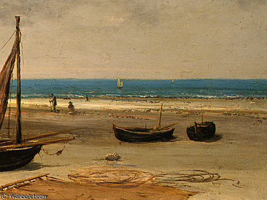 Order Art Reproductions Beach in Normandy, Detalj 4, NG Washingto, 1875 by Gustave Courbet (1819-1877, France) | ArtsDot.com