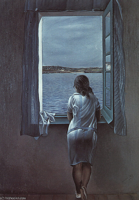 Order Oil Painting Replica Dalí figure at a window (girl standing at the window),1925, by Salvador Dali (Inspired By) (1904-1989, Spain) | ArtsDot.com