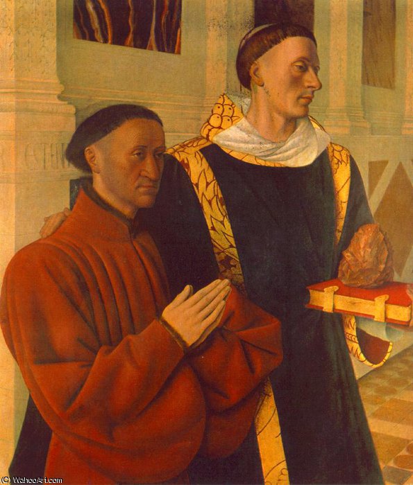 Order Artwork Replica Étienne chevalier and his patron saint (stefanus), b by Jean Fouquet (1420-1481, France) | ArtsDot.com