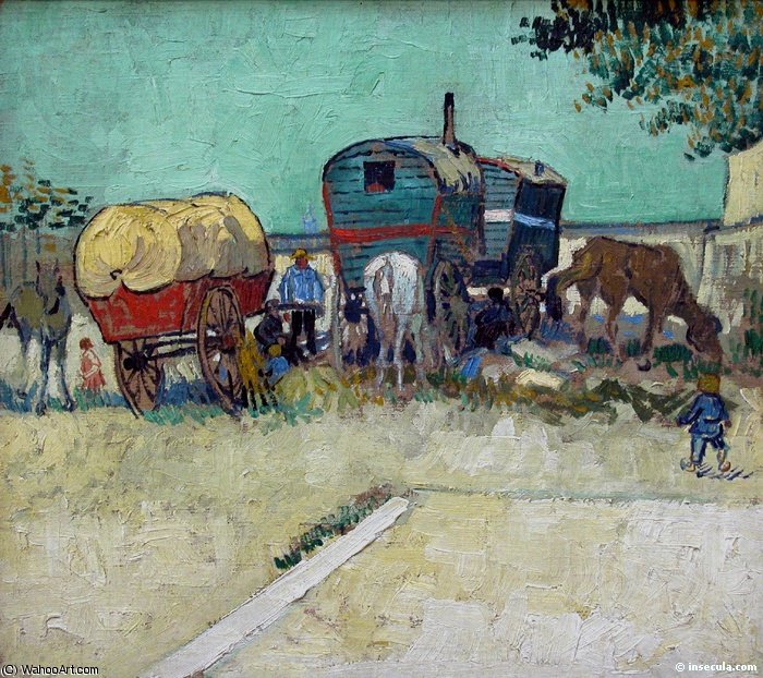 Buy Museum Art Reproductions Les roulottes campement de Bohemiens by Vincent Van Gogh (1853-1890, Netherlands) | ArtsDot.com