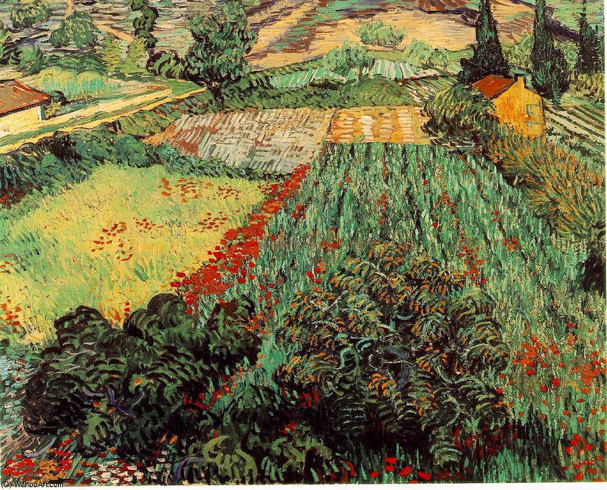 Order Oil Painting Replica Field with poppies, Kunsthalle Brem, 1889 by Vincent Van Gogh (1853-1890, Netherlands) | ArtsDot.com