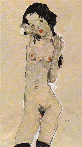 Order Paintings Reproductions Nude black-haired girl by Egon Schiele (1890-1918, Croatia) | ArtsDot.com