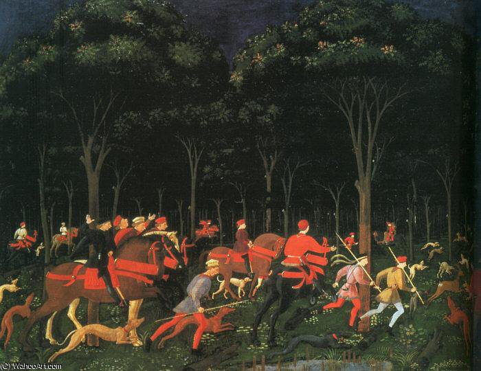 Order Paintings Reproductions The hunt in the forest (left),1468, ashmolean museum by Paolo Uccello (1397-1475, Italy) | ArtsDot.com