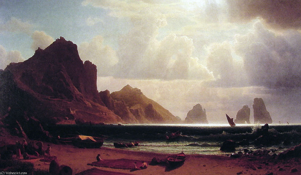 Buy Museum Art Reproductions The marina piccola, capri by Albert Bierstadt (1830-1902, Germany) | ArtsDot.com