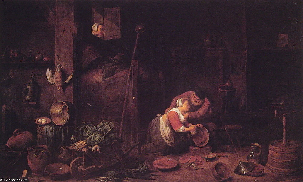 Order Oil Painting Replica Der alte und die kuchenmagd by Ferdinand Georg Waldmuller (1793-1865, Austria) | ArtsDot.com