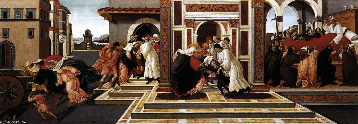 Order Art Reproductions Last Miracle and the Death of St Zenobius by Sandro Botticelli (1445-1510, Italy) | ArtsDot.com