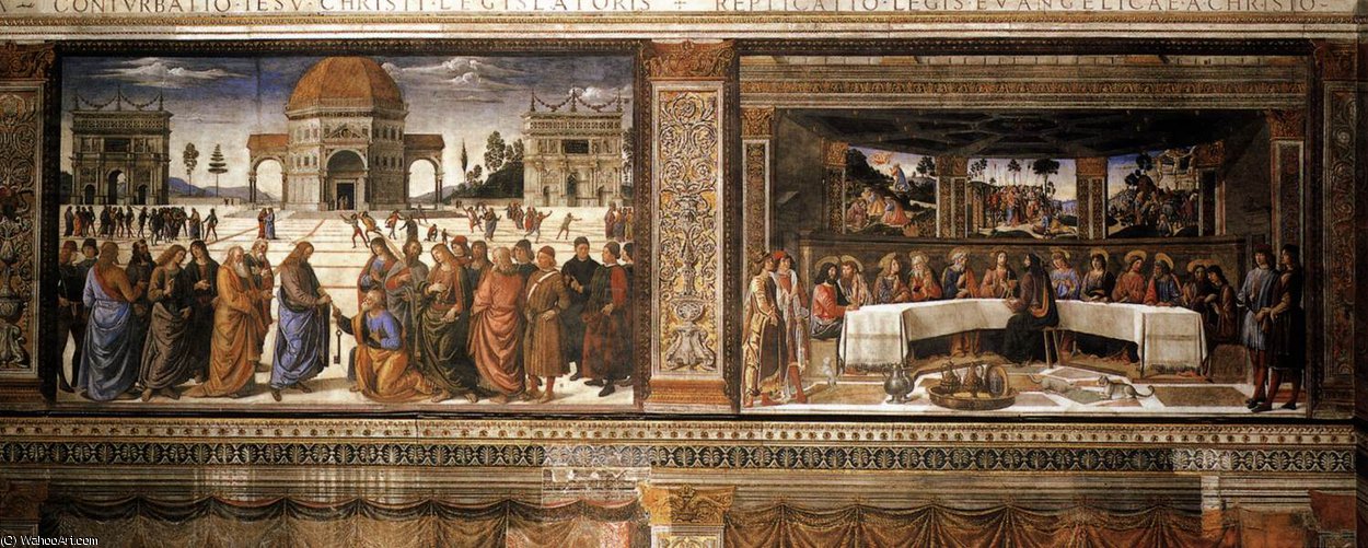 Buy Museum Art Reproductions Scenes on the left wall by Cosimo Rosselli (1439-1507, Italy) | ArtsDot.com