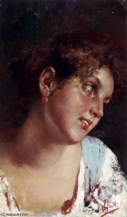 Buy Museum Art Reproductions Portrait of a young girl by Vincenzo Irolli (1860-1949, Italy) | ArtsDot.com