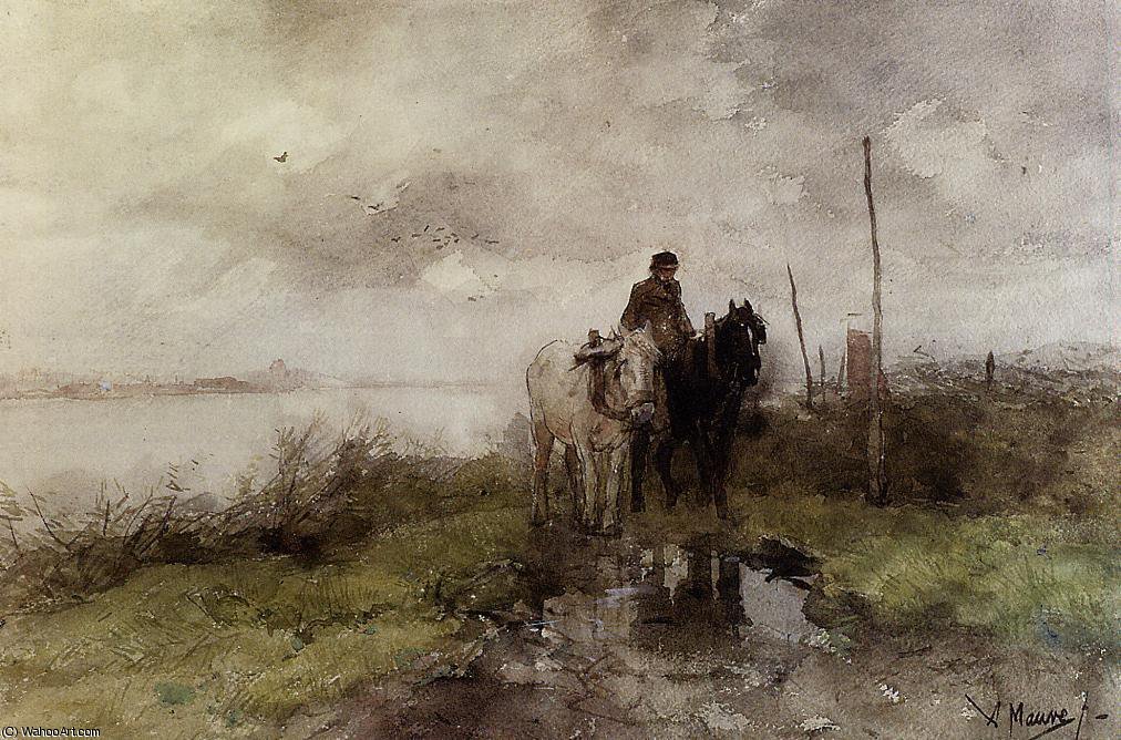 Order Paintings Reproductions The country road by Anton Mauve (1838-1888, Netherlands) | ArtsDot.com