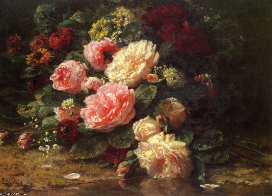 Buy Museum Art Reproductions Floral still life by Jean Baptiste Robie (1821-1910, Belgium) | ArtsDot.com