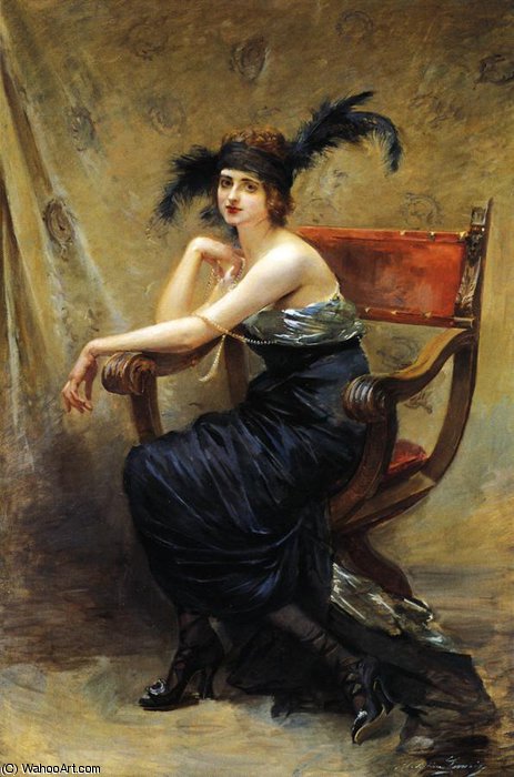 Buy Museum Art Reproductions Woman Sitting in a - Dagobert - Armchair by Madeleine Jeanne Lemaire (1845-1928, France) | ArtsDot.com