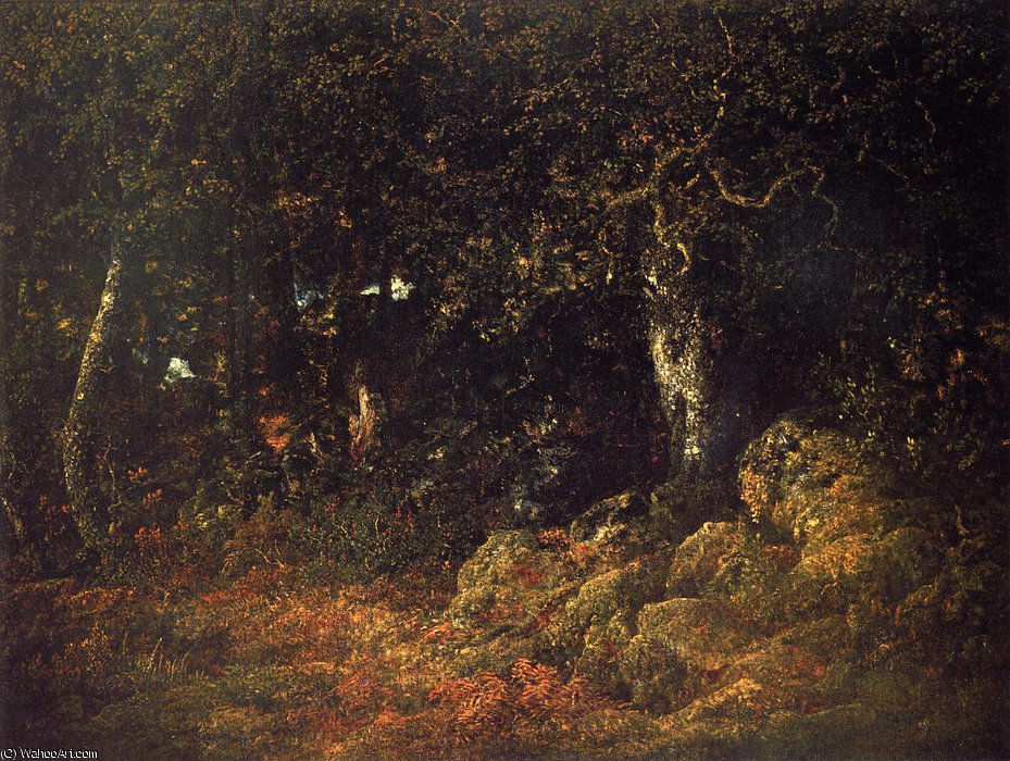 Order Art Reproductions The Oak in the Rocks by Théodore Rousseau (Pierre Etienne Théodore Rousseau) (1812-1867, France) | ArtsDot.com