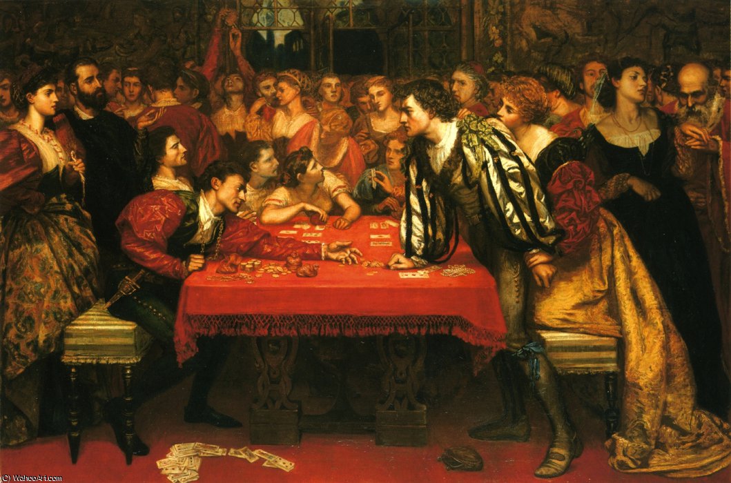 Order Art Reproductions A Venetian Gaming-House in the Sixteenth Century by Valentine Cameron Prinsep (1838-1904, India) | ArtsDot.com