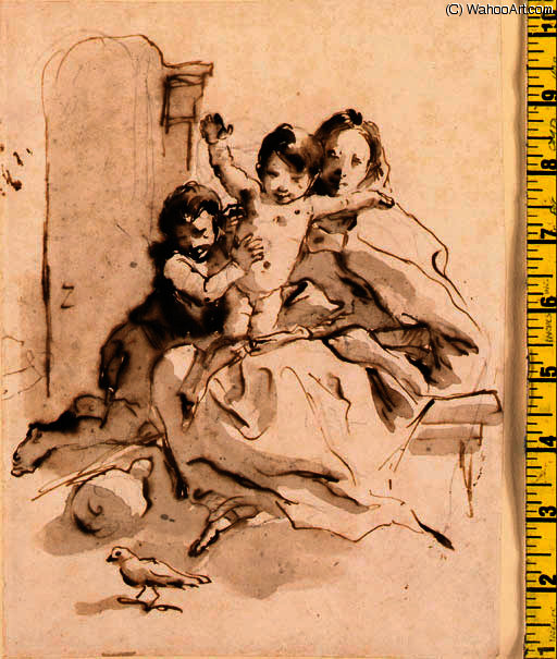 Order Paintings Reproductions The madonna and child with the infant baptist (recto); by Giovanni Battista Tiepolo (2007-1770, Italy) | ArtsDot.com