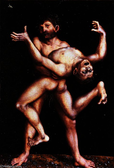 Buy Museum Art Reproductions Hercules and Antaeus by Lucas Cranach The Elder (1472-1553, Germany) | ArtsDot.com