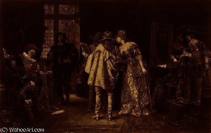 Order Paintings Reproductions Conoisseurs at Rembrandt`s Studio by Adolphe Alexandre Lesrel | ArtsDot.com
