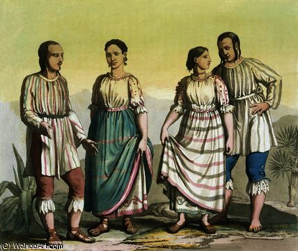Buy Museum Art Reproductions Michoacan Indians in Traditional Costume by Gallo Gallina (1796-1874, Italy) | ArtsDot.com