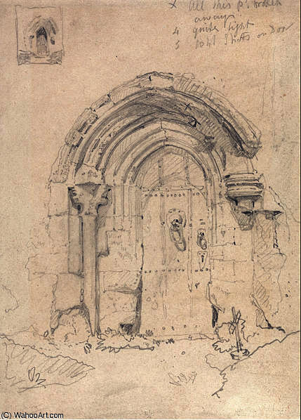 Order Oil Painting Replica Porch of the Church of Stratton Saint Mary`s, Norfolk by John Sell Cotman (1782-1842, United Kingdom) | ArtsDot.com