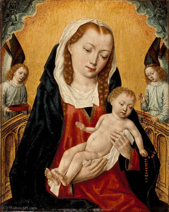 Order Art Reproductions Virgin and Child with Two Angels by Master Of The Legend Of Saint Ursula (1436-1504) | ArtsDot.com