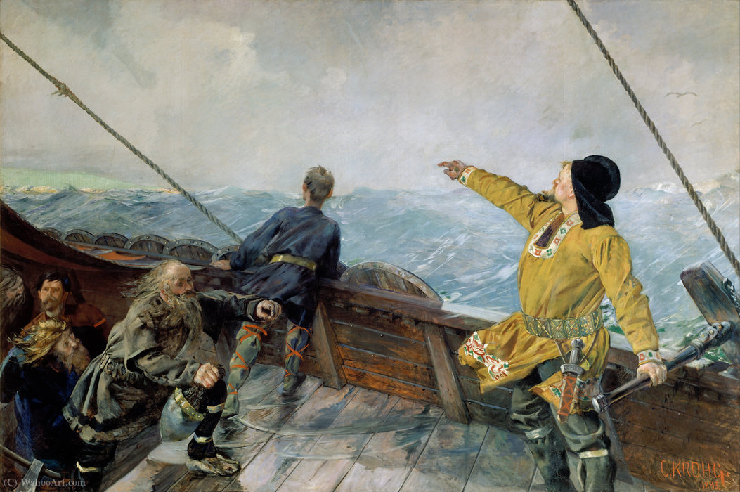 Buy Museum Art Reproductions Leiv Eirikson discovering America by Christian Krohg (1852-1925, Norway) | ArtsDot.com
