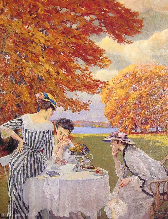 Order Art Reproductions Tea in the Park by Edward Cucuel (Inspired By) (1875-1954) | ArtsDot.com