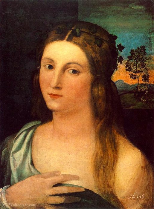 Buy Museum Art Reproductions Portrait of a Young Woman by Palma Il Vecchio (1480-1528) | ArtsDot.com