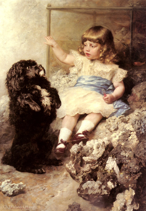 Order Art Reproductions Give me your paw by Ferdinand Keller (1842-1922) | ArtsDot.com