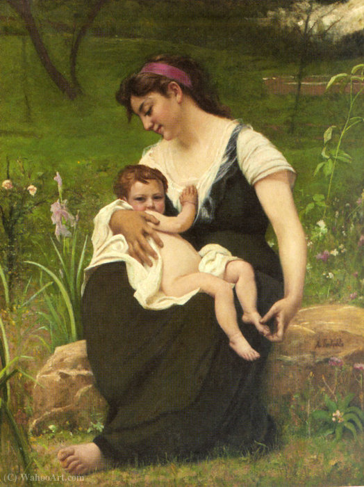 Order Paintings Reproductions Maternite by Francois Alfred Delobbe (1835-1920) | ArtsDot.com