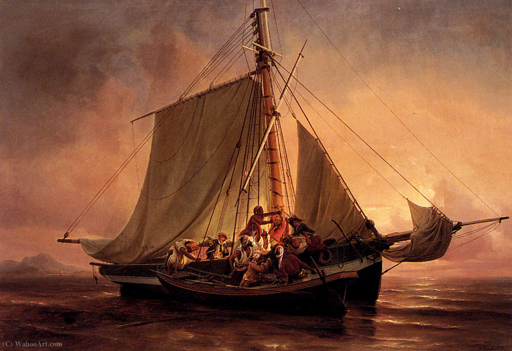 Order Artwork Replica Arab pirate attack by Niels Simonsen (1807-1885) | ArtsDot.com