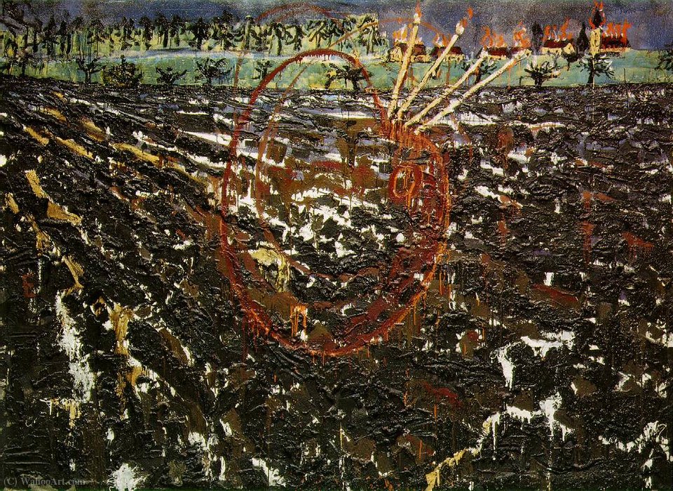 Nero paints, (290 Kb)_ Oil on canvas, 220 x (1974) - (300) by Anselm Kiefer Anselm Kiefer | ArtsDot.com