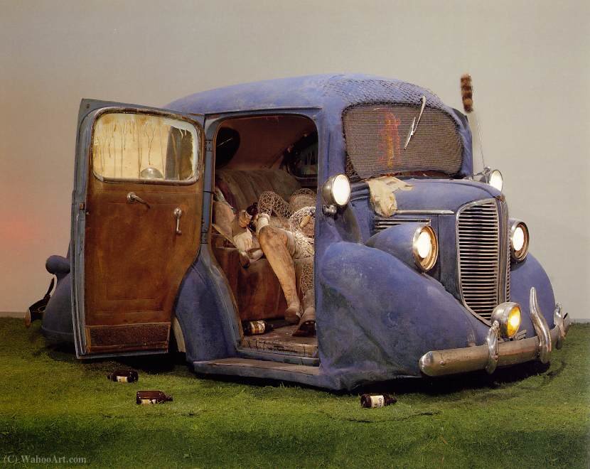 Order Oil Painting Replica Back seat dodge `38, lo (167.6 x 609.6 CM) (1964) by Edward Kienholz (Inspired By) (1927-1994, United States) | ArtsDot.com