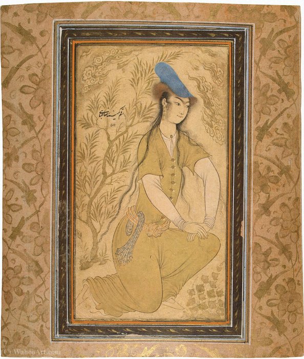 Girl in a Fur Hat - QLVR - (705) by Riza-I Abbasi Riza-I Abbasi | ArtsDot.com
