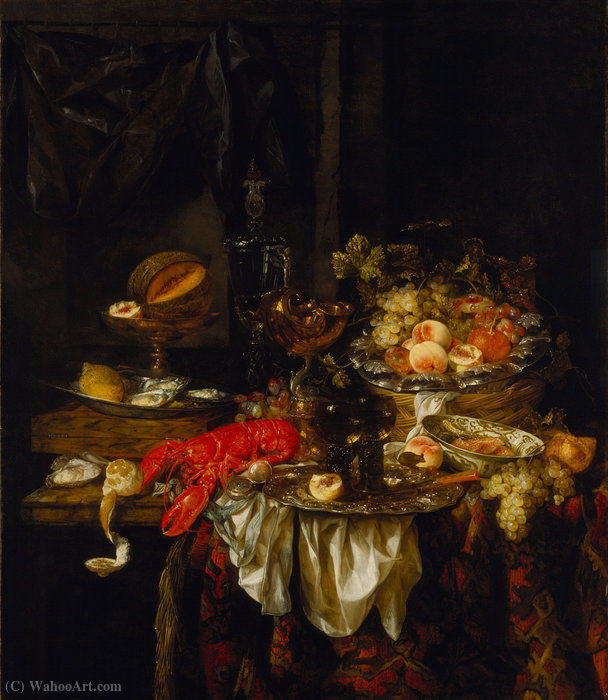 Order Oil Painting Replica Banquet (1667) (141 x 122) (Los Angeles, LACMA) by Abraham Hendriksz Van Beijeren | ArtsDot.com